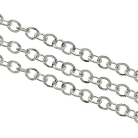 Perlin 3 metres, link chain, metal chain, round ring, curb chain, 5 mm, antique silver, jewellery chain, sold by the metre for jewellery making necklaces, bracelets, DIY crafts