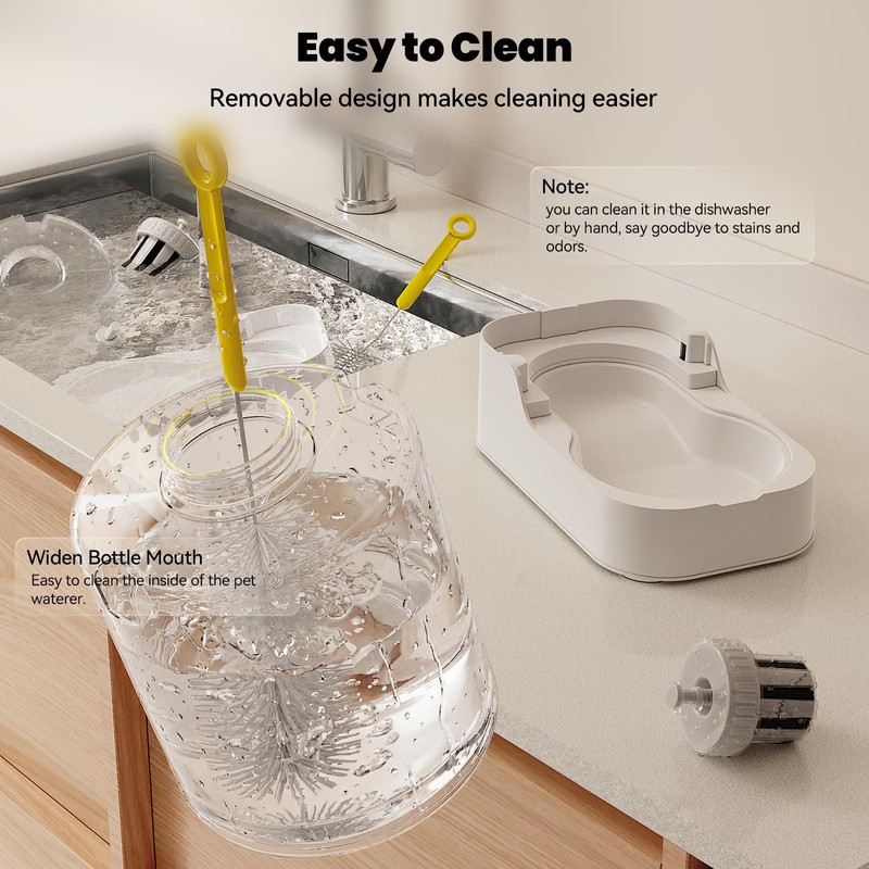 JUNSPOW Automatic Cat Water Dispenser, Dog Water Bowl Dispenser Adjustable