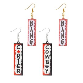 2Pcs Bang Earrings for Women Cowboy Carter Earrings Bangs Earringss Fashionable Bold Western Cowboy Style BANG Western Earrings Jewelry (Pink)