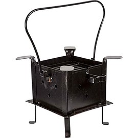 Missouri River - 18th Century Hand Forged Iron Brazier - 8" x 8" Wide x 10" High - 9 lbs Capacity - Uncoated Finish - Black - No Lid - Includes Handle, Grill Top, Coal Tray, Legs