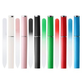 sourcing map 6pcs Glass Nail File Kit 280 Grit Double Sided Professional Manicure Crystal Fingernail Files with Case for Natural Nails Art Shine Polishing Buffer, 6 Colors