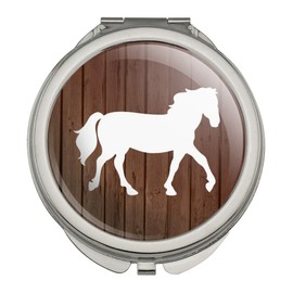 Horse Silhouette Cowboy Western Compact Travel Purse Handbag Makeup Mirror