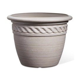 Gardener's Supply Company Cortina Self-Watering Planter | 16" Diameter 12" High Large-Capacity with Water Reservoir | UV-Resistant Planter Pot for Plants & Flowers - Dark Gray