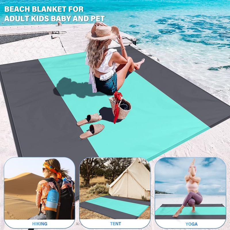 Beach Blanket Waterproof Sandproof 78''X81''/10'X9' Oversized Big Blanket