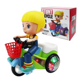 Electric Tricycle Toy Cartoon Motorcycle Vehicle Stunt Performance Music Luminous Lights:_Girl