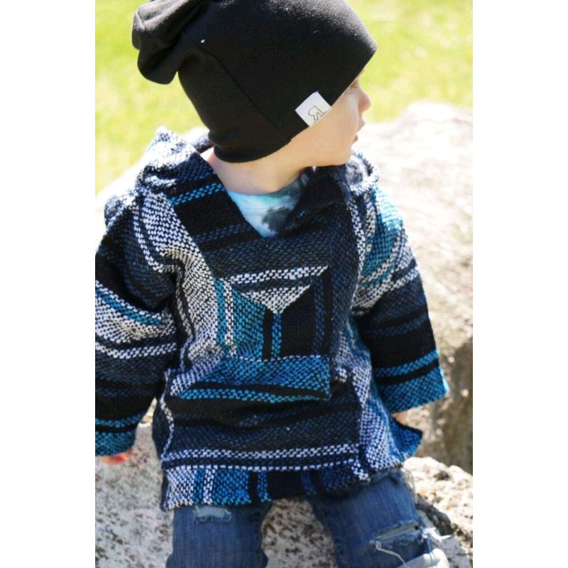 Sudadera con capucha mexicana para niños y niñas, Turquesa/Azul Marino,
