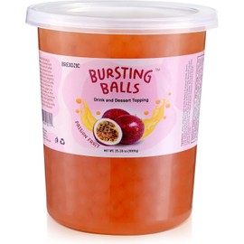 BREXONIC Popping Boba Pearls Bursting Tea Balls Drink & Dessert Topping Strawberry Mango Blueberry Passion Fruit Flavored Bubble Tea Pearls (Passion Fruit, 2 LB Pack of 1)