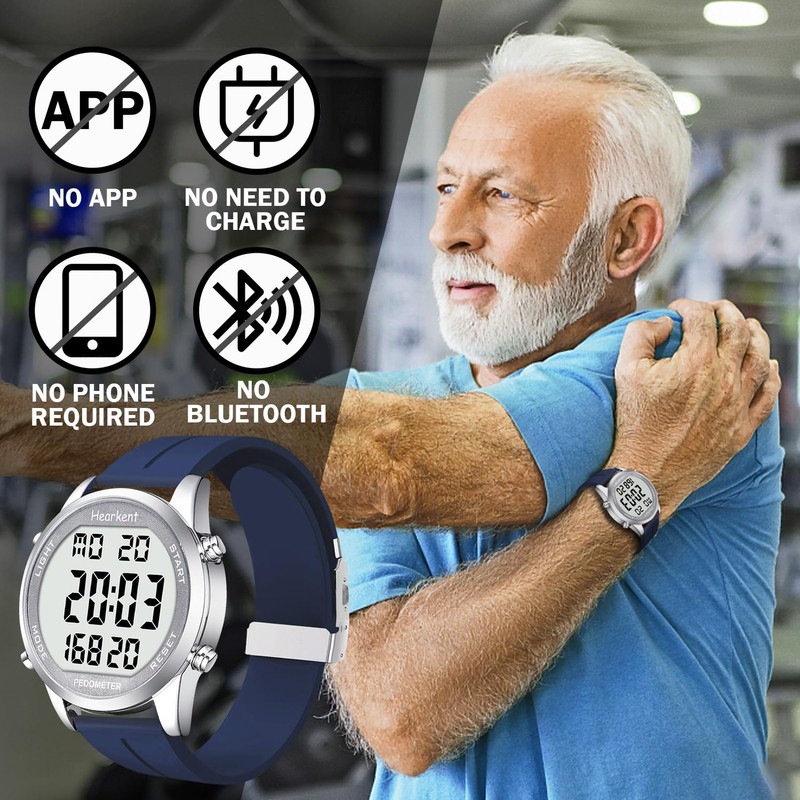 Pedometer Watch for Walking for Senior Non Bluetooth No App