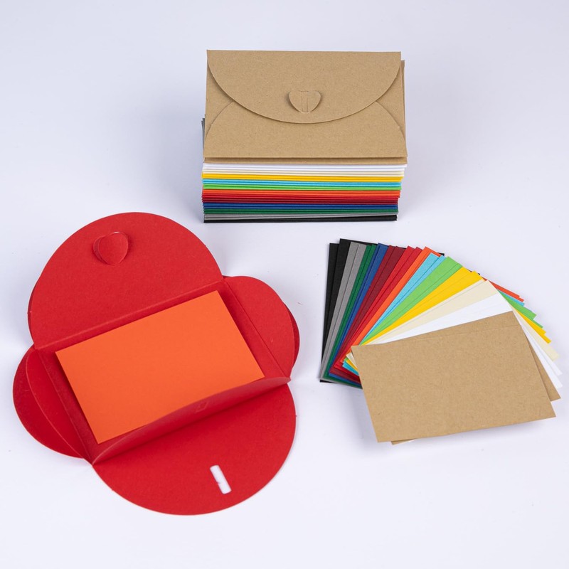 PresentFill® 25 Mini Envelopes with Cards - Natural Brown -