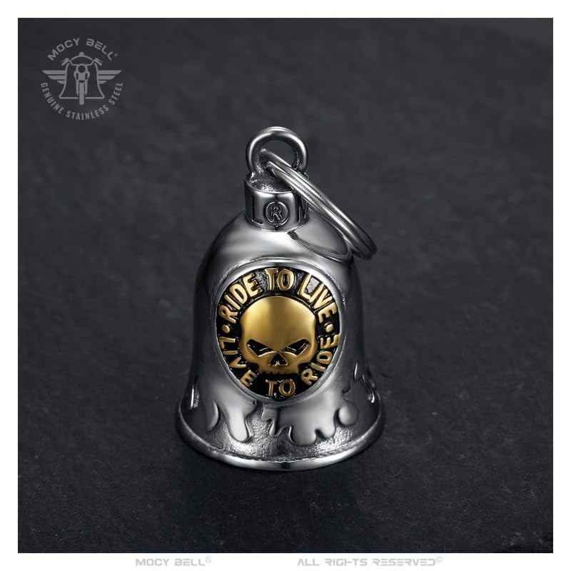 MOCY BELL - Clochette Moto Skull Ride to Live Porte-Bonheur