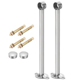 sourcing map 2 Pcs Ceiling Mount Curtain Rod Bracket, Fit 25mm/0.98" Pipe Length 300mm/11.81" Stainless Steel Curtain Rod Hooks Hangers for Walls Wardrobe Pipe Curtain Pipe, Silver