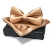 RBOCOTT Champagne Gold Bow Tie Silk bowtie and Pocket Square