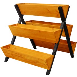 TREATLIFE HOME 3-Tier Wooden Vertical Raised Garden Bed for Joyful Gardening, Smart Design for Easy Planting, Flowers, Herbs, and Vegetables, Brown