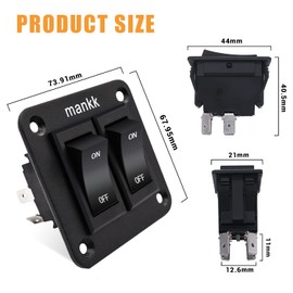 mankk On-Off Switch 12V 20A 4 Pins DPST Rocker Switch Panel RV Light Switch for RV Trailers Camper Boats KCD2-7-201-B2-DZ