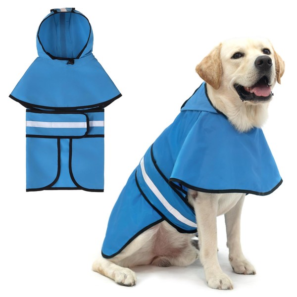 KOOLTAIL Dog Raincoat Hooded Slicker Poncho with Leash Hole, Dog