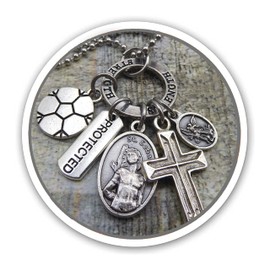 St. Sebastian, Patron Saint of Athletes, Soccer Keychain, Clip or Necklace. Divine Messenger Help and Protection. Customize with Initial or Crystal Birthstone Option. Unisex Gift.