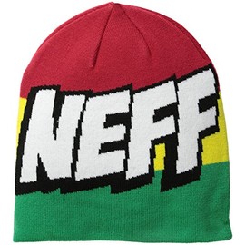 neff Men's Cartoon Beanie, Rasta, One Size