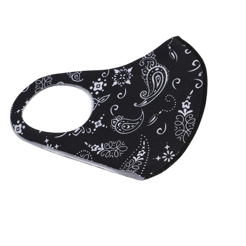 Komonee Face Mask Washable Reusable Black Paisley Dustproof Cloth Mouth