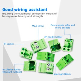 CenryKay 40Pcs 2 Pin 5.08mm Pitch DIY PCB Mount Screw Terminal Block Connector with 40Pcs 2 Pin Phoenix Plug