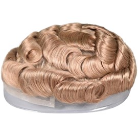 Teraman Human Hair Toupee for Men 10x8 Inch,European Human Hair Lace Front Natural Hairline Hair Pieces with 0.06mm Thin Skin PU V-looped Men's Hair Replacement System (#21 color,100% human hair)