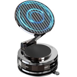 NZKEEYZI Phone Holders for Your Car, Compatible with MagSafe, Ultra Vacuum Suction Cup Mount, 360° Rotation, Car Phone Holder Compatible with All Models, Carbon Fiber Brown