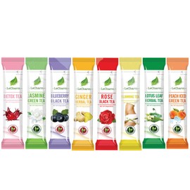 LeCharm Tea Mix Pack - 8 Flavors: Jasmine, Lotus, Rose, Peach and 4 more flavors (32 Sachets)