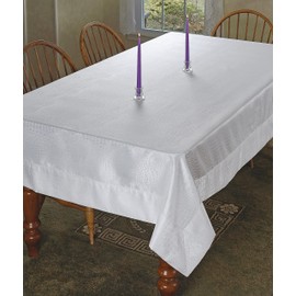 Violet Linen Crocodile WH-9 Luxurious Damask Crocodile Design Tablecloths, White, 70" x 160"
