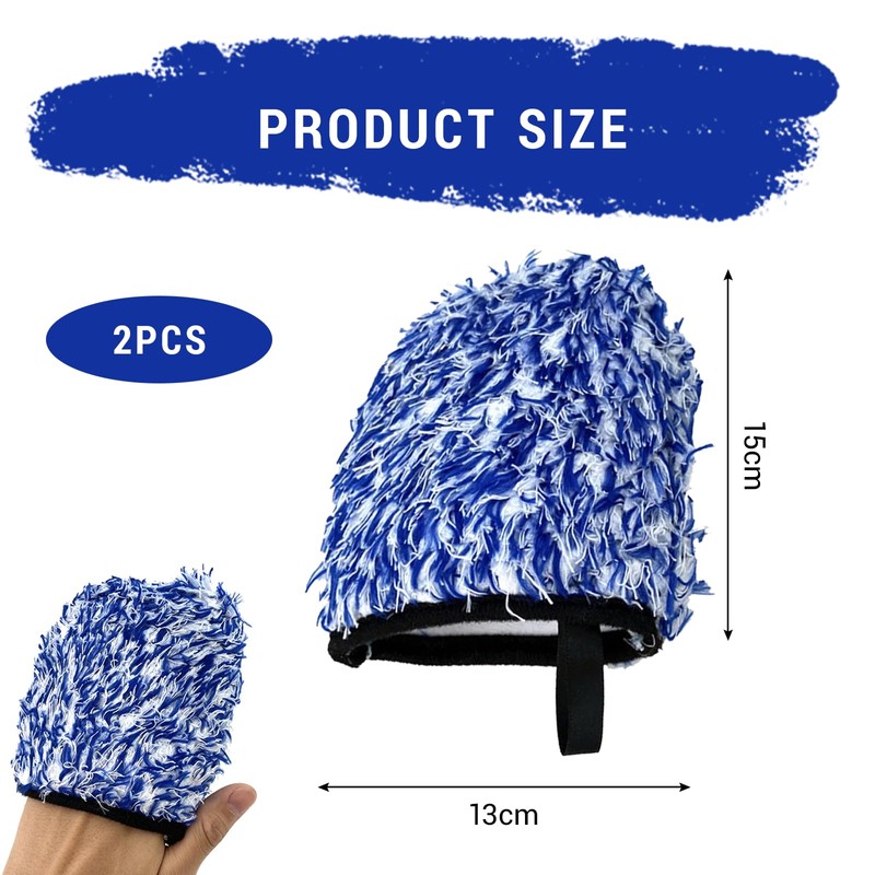 Asheyya 2 Pcs Wash Mitt for Car Washing, Anti-Scratch Soft