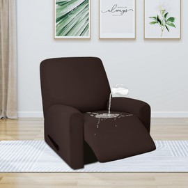 PureFit 100% Dual Waterproof Recliner Cover, Waterproof Couch Cover for Recliner - Stretch Non Slip Fleece Sofa Covers Washable, Leakproof Furniture Protector for Kids, Pets, Dog (Recliner, Chocolate)