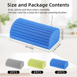 6 PCS Damp Duster Sponge, Magic Sponge Eraser, Reusable Household Cleaning Sponge Tool for Cleaning Dishes, Blinds, Glass, Baseboards, Vents,Glass, Railings, Mirrors