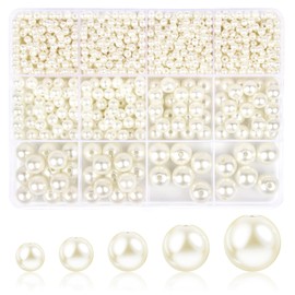 1228pcs Pearl Beads for Jewelry Making Pearl Beads for Bracelets Pearl Beads for Crafts Pearl Beads for Bracelet Making Kit Pearl Beads with Holes for Jewelry Making, Imitation Pearls for Fillers