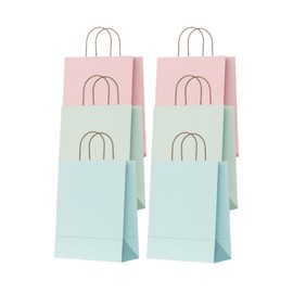 uvbws30PCS paper gift bags in bulk -8.2 x 6 x 3.1 inches 3-color kraft paper gift packaging bag - paper gift bag with handle - suitable for birthday party decoration - (green, pink, blue)
