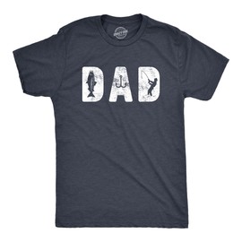 Crazy Dog Mens T Shirt Dad Fishing Funny for Outdoor Adventure Daddy Fisherman Gear Fish Rod Graphic Novelty Tee Bass Pro Heather Navy 3XL