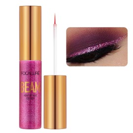 FOCALLURE Beam Eyeliner, Metallic Glitter Shimmer Eye Liner, Waterproof Liquid Eyeliner Pencil, Quick Drying, Sparkling Eye Makeup for Costume & Party, #02 GARNET