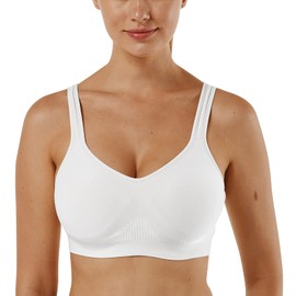 Vertvie Wireless Bras for Women Seamless Full Coverage Wirefree Sports Bra Plus Size Bralette for Sleeping Workout Everyday Wear(1 PC- White,2XL)