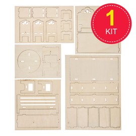 Baker Ross FN272 Build Your Own Dolls House Furniture - Pack of 7 pieces, Kids Dolls House Kit, Mini Furniture Kit