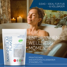 Water & Salt® 500 g Magnesium Flakes [Dermatologically Tested] - Magnesium Flakes Magnesium Bath Salt - Certified & Pure Natural Product - Flakes Foot Bath & Full Bath