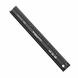 30CM Raised Grip Aluminium Cutting Ruler Metal Craft Safety Ruler Multifunctional Protective for Length Measurement(Black)