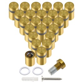 Luomorgo 24 Pcs 1/2" x 0.78" Stainless Steel Standoff Screws, Wall Sign Standoff Mounting Hardware Advertising Glass Standoff Nail for Hanging Acrylic Picture Frame, Gold