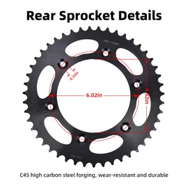 Chain and Sprocket Kit for Honda CRF150F 2008 2006 2007 2009 2010 2011 2012 2013 2014 2015 2016 2017 2018, CRF 150 F Drive Front 13 Rear 47 Tooth 520hz Standard 112 Links