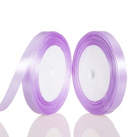 ATRBB 3/8 Inch Lilac Satin Ribbon, 50 Yards Solid Fabric Ribbon for Gift Wrapping, Bouquets, Wedding and Home Decor, 25 Yards/roll x 2 Rolls