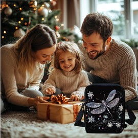 Wnbucioht Black Art Dragonfly Crossbody Bags for Women Mini Purse Shoulder Handbags Zipper Wallet Art Dragonfly Print Messenger Tote Bag Girls Sling Satchel