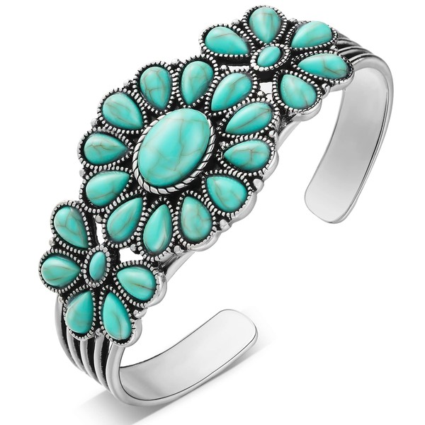 Bonuci Turquoise Bracelet Women Western Style Jewelry Turquoise Cuff Bracelet