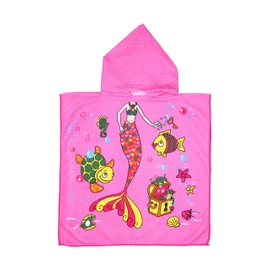 Innerest Kids Beach Towel Poncho for Toddlers - Hooded Towel for Beach Pool Poncho Wrap Bathrobe (A: Mermaid #1, 24" x 48")