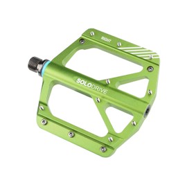 SOLODRIVE Mountain Bike Pedals, Non-Slip Flat Pedals Aluminum Pedals, 9/16" Sealed Bearing, Lightweight and Wide Bicycle Pedals for All Mountain, Enduro, Downhill (Green)