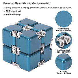 Lifidea Aluminum Alloy Metal Infinity Cube Fidget Cube (6 Colors) Handheld Fidget Toy Desk Toy with Cool Case Infinity Magic Cube Relieve Stress Anxiety ADHD OCD for Kids and Adults (Blue)