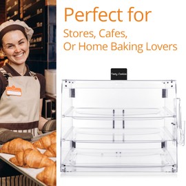 Old Canal Bakery Display Case, Pastry Display Case countertop 3 Tier Tray, Acrylic Clear Boxes for Bread Pastry Desserts Food Cookie, Display Cabinet Box for Baking Enthusiasts, 20.86 x 17.3 x 16.5 in