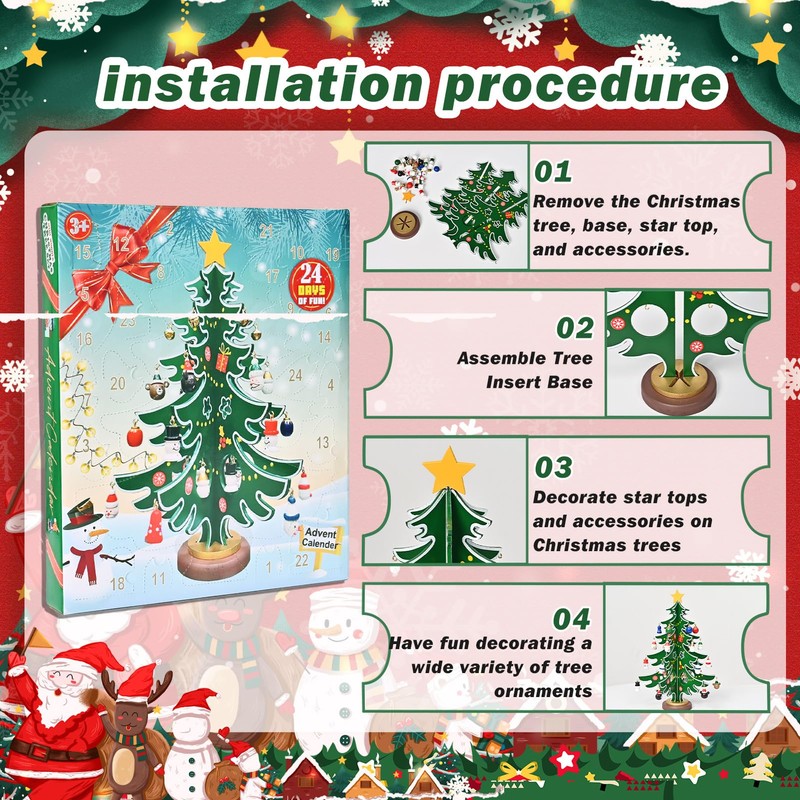 Christmas Tree Advent Calendar 2024 24 Days Christmas Countdown Calendar
