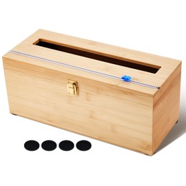 Colingmill 1 Pack 12 Inch Extra Large Foil and Plastic Wrap Organizer with Cutter, Bamboo Wrap Organizer Holder Holds 3000ft Film Rolls or 500ft-1000ft Foil Rolls for Restaurant Kitchen Food Service