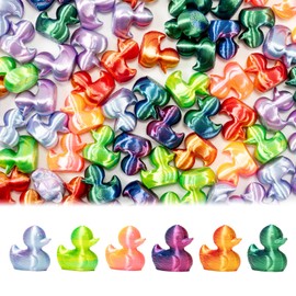 GTUDOR 100PCS 3D Printed Mini Ducks, Tiny Plastic Ducks Bulk Small Miniature Duck Charm Ornament Mini Animals Figures Party Home Garden Micro Landscape Decoration